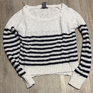 Suzy Shier Gray and Black Striped Sweater